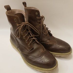 American Eagle Outfitters Men's Wingtip Brown Leather Boots #6346